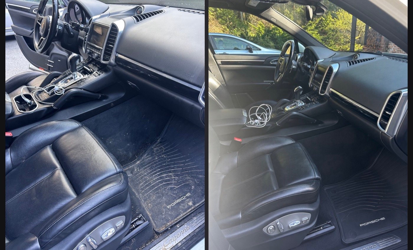 Porsche Cayenne interior before and after full detail